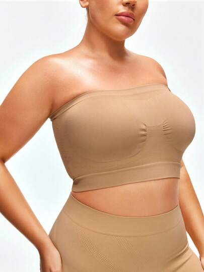 SHAPORA 大码纯色无缝抹胸文胸