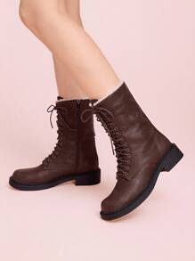 CUCCOO DOLLMOD Women's Fashionable & Versatile Thermal-Lined Mid-Calf Boots, Autumn/Winter - Brown - View 3