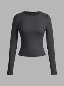 SHEIN Comfortcana 3 件套女士宽领紧身长袖长款 T 恤套装，适合春秋冬季 - 彩色 - 查看 6
