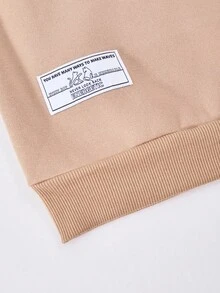 2 Stücke/Set Mädchen Lässig Minimalistisch Los Angeles Grafik Fleece Rundhals Langarm Sweatshirt und Weite Hose, Herbst/Winter