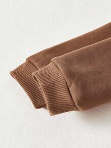 Cozy Pixies 2 件套男婴纯色连帽衫和抽绳裤套装 - 棕色 - 查看 5