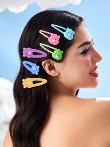 SHEIN X Care Bears 6pcs Cute 3D Bear Design Hair Clips For Women & Girls - Multicolor - View 2