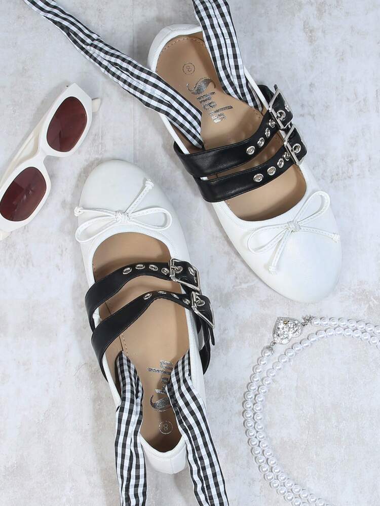Faux Leather Strappy Flats