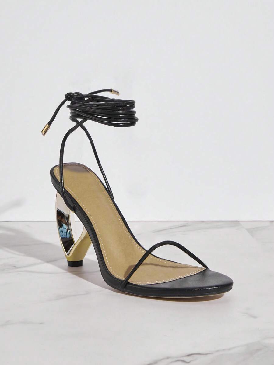 SHUZIA Women Black Fashionable & Versatile High-Heeled Sandals - Black - View 1