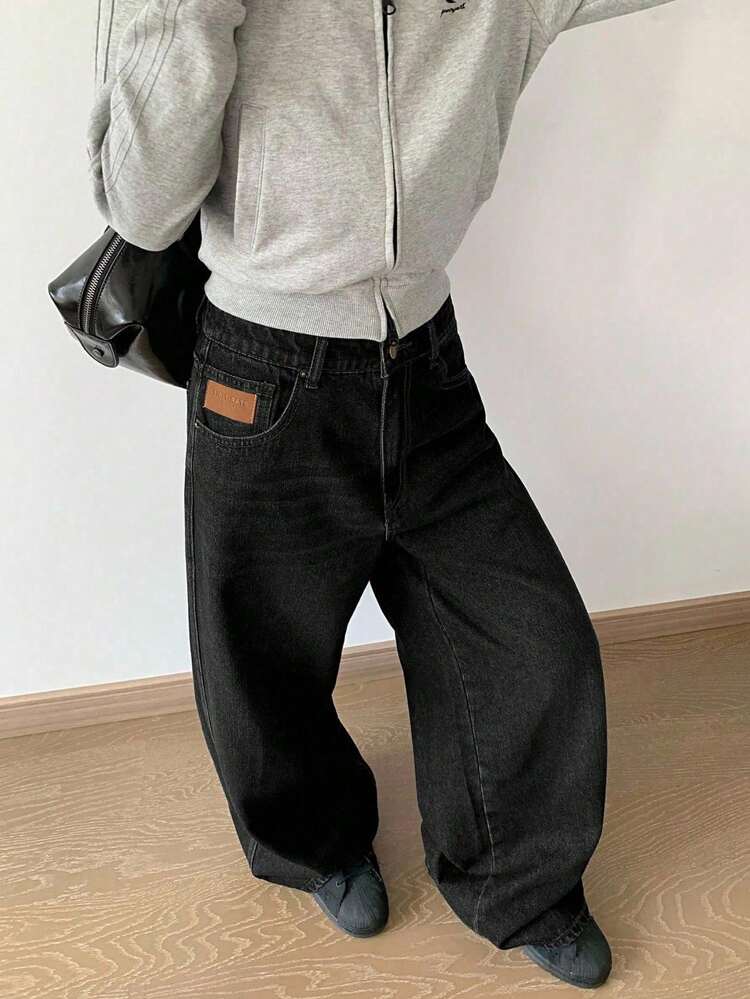 Women's Loose Fit Casual Pocket Wide Leg Jeans, Versatile