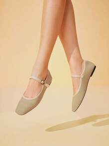 CUCCOO BASICS Sepatu Flat Kasual Wanita Warna Aprikot, Bernapas, dan Nyaman - Aprikot - View 2