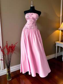 Firerie Váy maxi cao thấp họa tiết hoa sequin màu hồng dành cho nữ, Váy đi nghỉ lãng mạn, Váy phù dâu dự tiệc cưới, Váy maxi không dây thanh lịch, Sang trọng, Gợi cảm, Nghỉ dưỡng, Bãi biển, Boho, Hawaii, Lãng mạn, Hẹn hò, Tiệc tùng, Mùa cưới, Lễ tốt nghiệp, Vũ hội, Trang phục biểu diễn, Hòa nhạc - Hồng - Xem 3