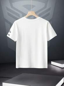 Transformers X SHEIN 青少年男孩机器人图案圆领 T 恤 - 白色 - 查看 2