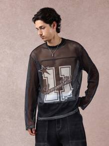 Áo thun dài tay lưới màu đen SUMWON với logo in màu trắng, dáng regular fit, chất liệu trong suốt, phong cách đường phố hiện đại, thường ngày. - màu đen - Xem 6