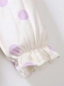 SHEIN 2件套女宝宝波点格子兔连体裤套装，可爱圆领长裤，适合外出、亲子活动或小型聚会，春秋季 - 彩色 - 查看 7