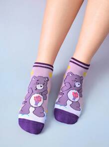 SHEIN X Care Bears 5 双柔软透气吸湿排汗休闲短袜，时尚可爱，彩色短袜，加固脚趾和脚跟，经久耐用，男女通用，四季百搭，夏冬 - 彩色 - 查看 4