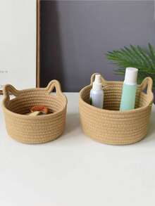 Giỏ đựng đồ bằng dây thừng thiết kế hình mèo dệt tay cho phòng khách, phòng ngủ, bàn làm việc, đầu giường, bốn màu tùy chọn, chậu trồng cây có khung kim loại, giỏ treo bằng dây thừng phong cách Bohemian hiện đại, điểm nhấn bằng mây tự nhiên cho trang trí sân hiên theo phong cách ven biển, cho ngày tựu trường - kaki - Xem 3