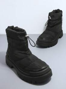 SHUZIA Drawstring Lug Sole Boots - Black - View 3