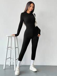 Rafferiza Mono de manga larga y pantalón de tela de felpa texturizada para mujer, sexy y ajustado, para otoño/invierno