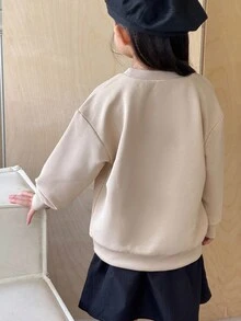 SHEIN 2pcs Y2K Style Mesh Bow Crew Neck Sweatshirt And Pleated Skirt Set,Back-To-School Autumn Career Day Girls Fall Outfits Preppy School Uniform Clothes - Multicolor - View 3
