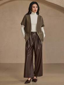 DAZY Abrigo elegante y minimalista de moda para mujer, chaqueta de otoño/invierno para uso casual y de oficina