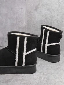 SHUZIA Women's Black And White Versatile Ankle Boots And Short Boots - Black - View 6