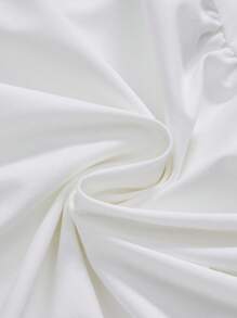 ROMWE Women's Lace Patchwork Asymmetrical Hem Lace Trim Halter Tie Flare Sleeve Fitted T-Shirt - Black - View 4