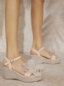SHUZIA Women's Wedge Heel Thick Sole Sandals - Apricot - View 3