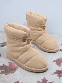 SHUZIA Round Toe Drawstring Detail Ankle Boots - Khaki - View 2