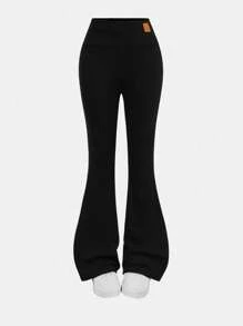 SHEIN Girlism 2 件套青少年女孩黑灰色紧身打底裤，休闲百搭喇叭裤，适合秋冬季、返校季，买一送一 - 彩色 - 查看 10