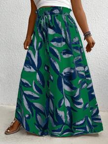 Quần ống rộng rút dây thoải mái cỡ lớn - màu xanh lá - Xem 3