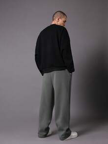 SUMWON Drop Crotch Joggers With Logo Patch And Drawstring Plain - Dark Grey - View 4