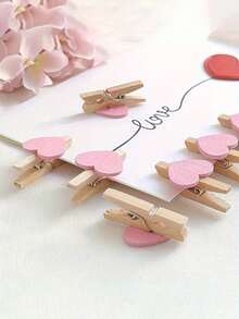 10/20/50PCS Heart-Shaped Wooden Clothespins,Wooden Clips For Photo Clips , Mini Decorative Wooden Pegs, For Crafts, Drying Clothes, Photo Folder, Wedding Party Favors, Hanging Postcards, DIY Decor, Clothes Pins, Family Wedding Valentine's Day Decoration Stationery Decoration, Useful Gadgets - Multicolor - View 14