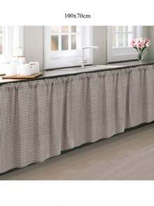 1 pieza Cortina cenefa de cuadros vintage, cortina de estilo granja "Coffee Break", cortina para puerta de cocina, divisor de habitación, cortina de tela japonesa apta para todas las estaciones, cortina para armario sin taladrar - Multicolor - Ver 8