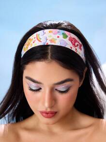 SHEIN X Care Bears Fashionable Cute Smooth Satin Soft Pink Rainbow Headband Ribbon, Suitable For Hairstyles, Gift - Multicolor - View 5