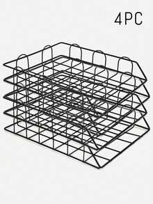 Metal A4 Paper Tray Organizer, 1/2/4pcs Stackable Rose Gold File Holder For Desk - Horizontal Document Storage Box, Mail Sorter, Letter Tray For Office, School & Home Use