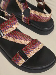 SHUZIA Women Fashionable & Versatile Woven Strap Flat Sandals - Multicolor - View 4