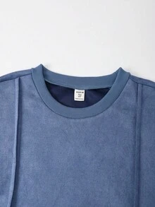 SHEIN Set de 2 piezas Sudadera y pantalones deportivos vintage para adolescentes varones, adecuado para uso diario, actividades al aire libre, fotografía en la ciudad