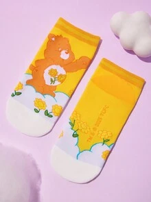 SHEIN X Care Bears 5 双柔软透气吸湿排汗休闲短袜，时尚可爱，彩色短袜，加固脚趾和脚跟，经久耐用，男女通用，四季百搭，夏冬 - 彩色 - 查看 13