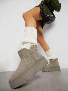 SHUZIA 女士踝靴和短靴，简约时尚休闲日常穿着 - 卡其色 - 查看 2