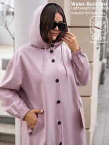 EMERY ROSE Manteau trench à capuche rose grande taille pour femmes, automne/hiver - Rose bonbon - Voir 6