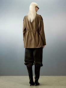 Airlisse 休闲立领抽绳腰部I型设计风衣 - 棕色 - 查看 8