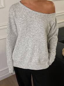 Livesso Autumn/Winter New Loose Casual Slouchy Shoulder Design Women Sweater