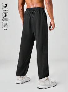 Manfinity Sport Polished 男士修身慢跑裤 - 轻便徒步健身运动裤，弹性腰带，休闲运动户外裤，适合春秋季穿着，男士健身服，运动裤 - 黑色 - 查看 2