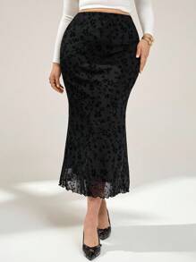 Auralis Váy Maxi Dài Họa Tiết Hoa Đen Cho Nữ Cỡ Lớn, Váy Maxi Cong, Váy Maxi Dài Cho Nữ Cỡ Lớn, Váy Maxi Nhỏ, Váy Thường Ngày Cho Nữ, Trang Phục Sân Bay, Váy Đen, Váy Thu/Đông Cho Nữ - màu đen - Xem 5