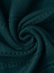 EMERY ROSE Solid Color Crew Neck Casual Pullover Sweater Autumn Cloth For Women Occasion Teal Green - Dark Green - View 7