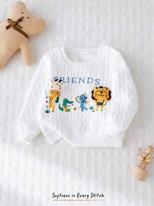 Cozy Pixies 男婴卡通动物图案针织柔软圆领长袖套头衫 - 彩色 - 查看 4