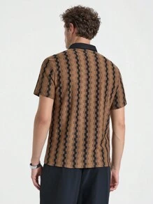 Aalyst 男式全印花前扣休闲百搭短袖衬衫