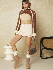 SHUZIA Fashionabla sammetskängor för kvinnor - Kamel - Visa 4