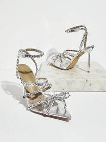 SHUZIA 女性派對性感金屬珠子尖頭高跟泵鞋 - 銀色 - 查看 5