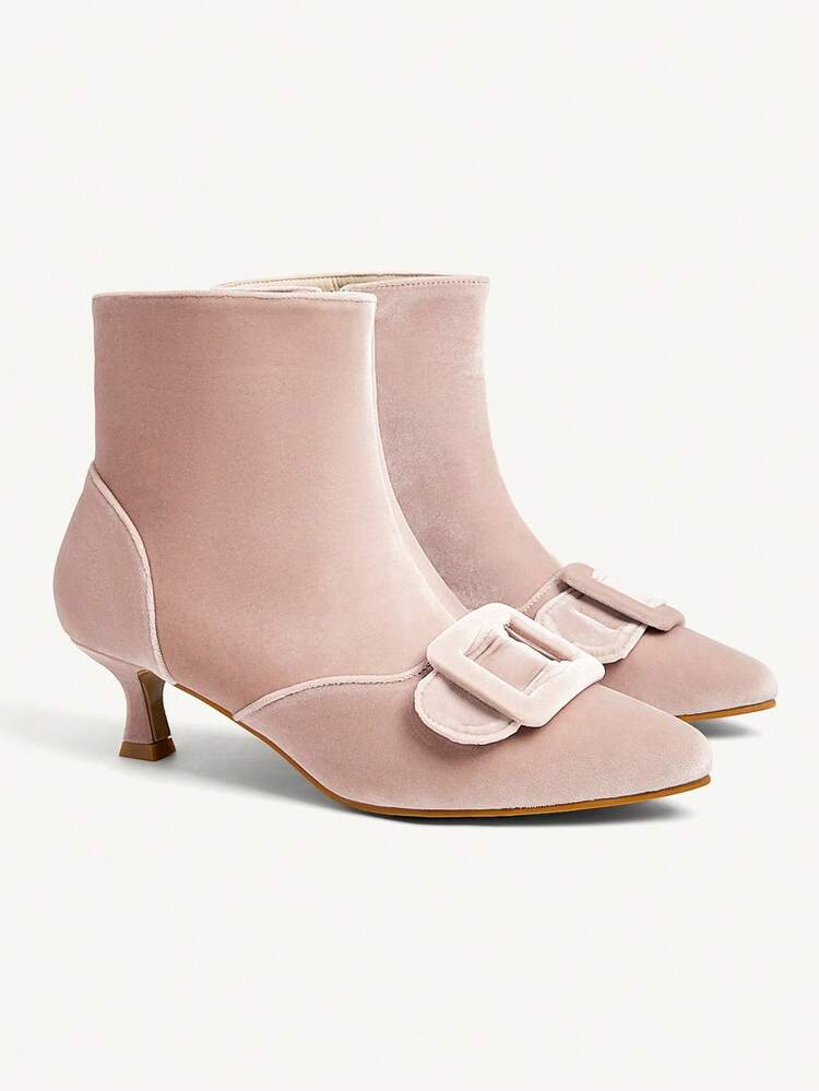 CUCCOO CHICEST Women's Elegant Pointed Toe Kitten Heel Ankle Boots, Velvet Dress Shoes, Comfortable All-Match Formal Footwear For Commute, Date, Party, Workplace, Holiday Occasions