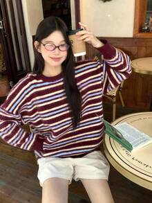 DAZY Women's Striped Korean Style Round Neck Casual Long Sleeve Sweater Fall/Winter - Multicolor - View 6
