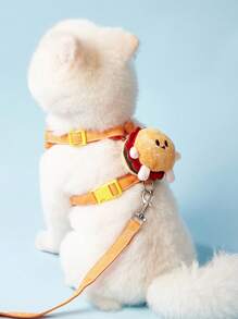 PETSIN 可爱汉堡卡通图案印花宠物狗猫胸背带和牵引绳套装，适用于狗和猫