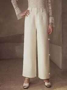 MOTF PREMIUM FAUX PEARL DETAIL SLANT POCKET PANTS - Apricot - View 4