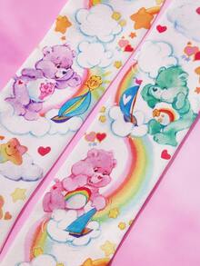 SHEIN X Care Bears Fashionable Cute Smooth Satin Soft Pink Rainbow Headband Ribbon, Suitable For Hairstyles, Gift - Multicolor - View 8